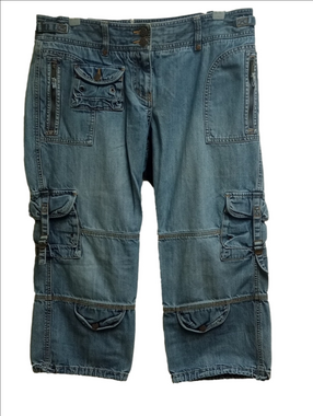 Y2K 90'S CARGO UTILITY LOW RISE VINTAGE BERMUDA CAPRI LOOSE LEG CROPPED JEANS